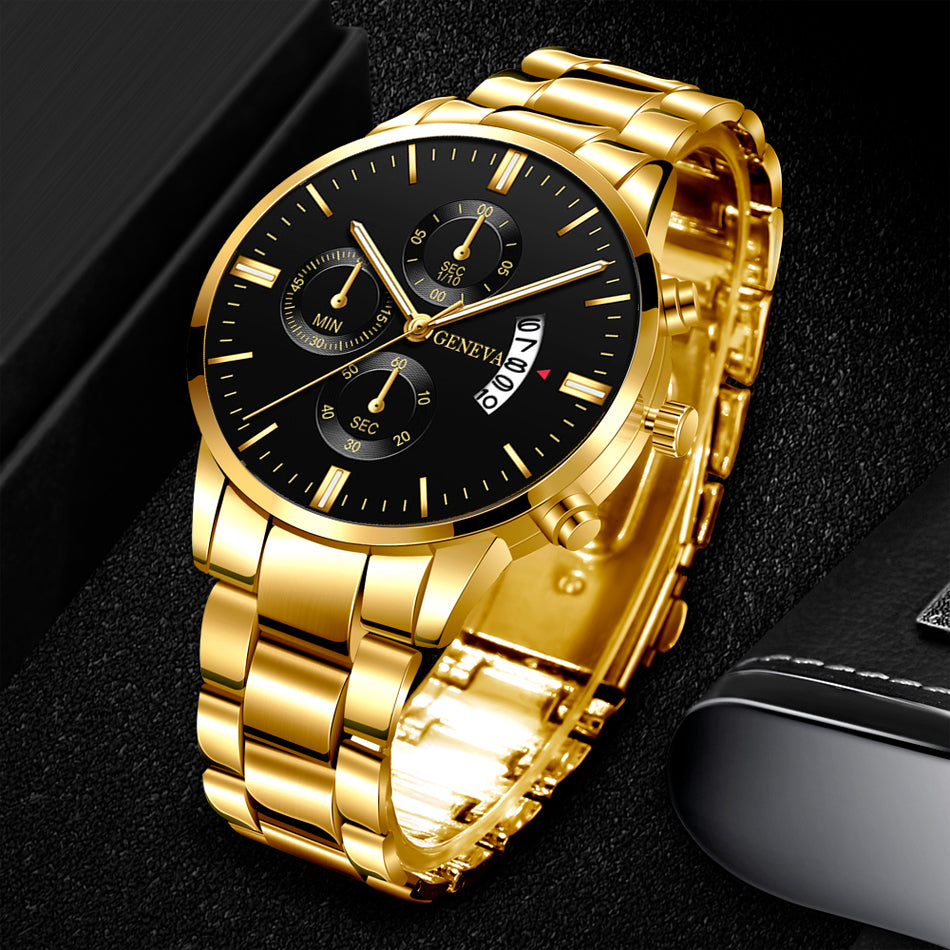Men Militar Stainless Steel Watches Luxury Calendar Quartz Wristwatch