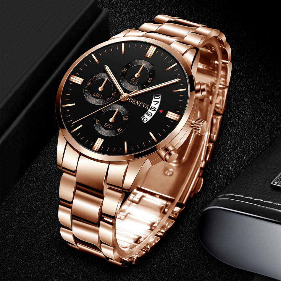 Men Militar Stainless Steel Watches Luxury Calendar Quartz Wristwatch