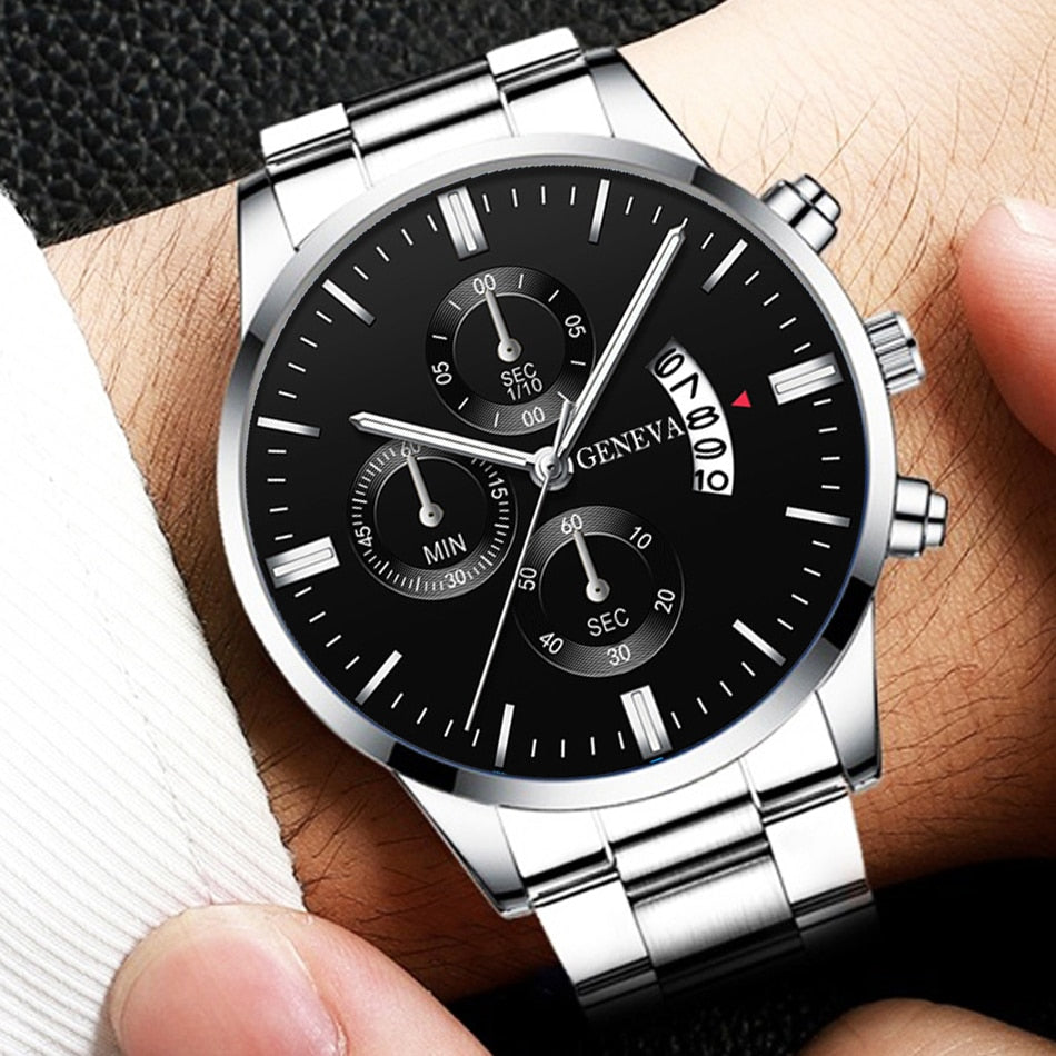 Men Militar Stainless Steel Watches Luxury Calendar Quartz Wristwatch