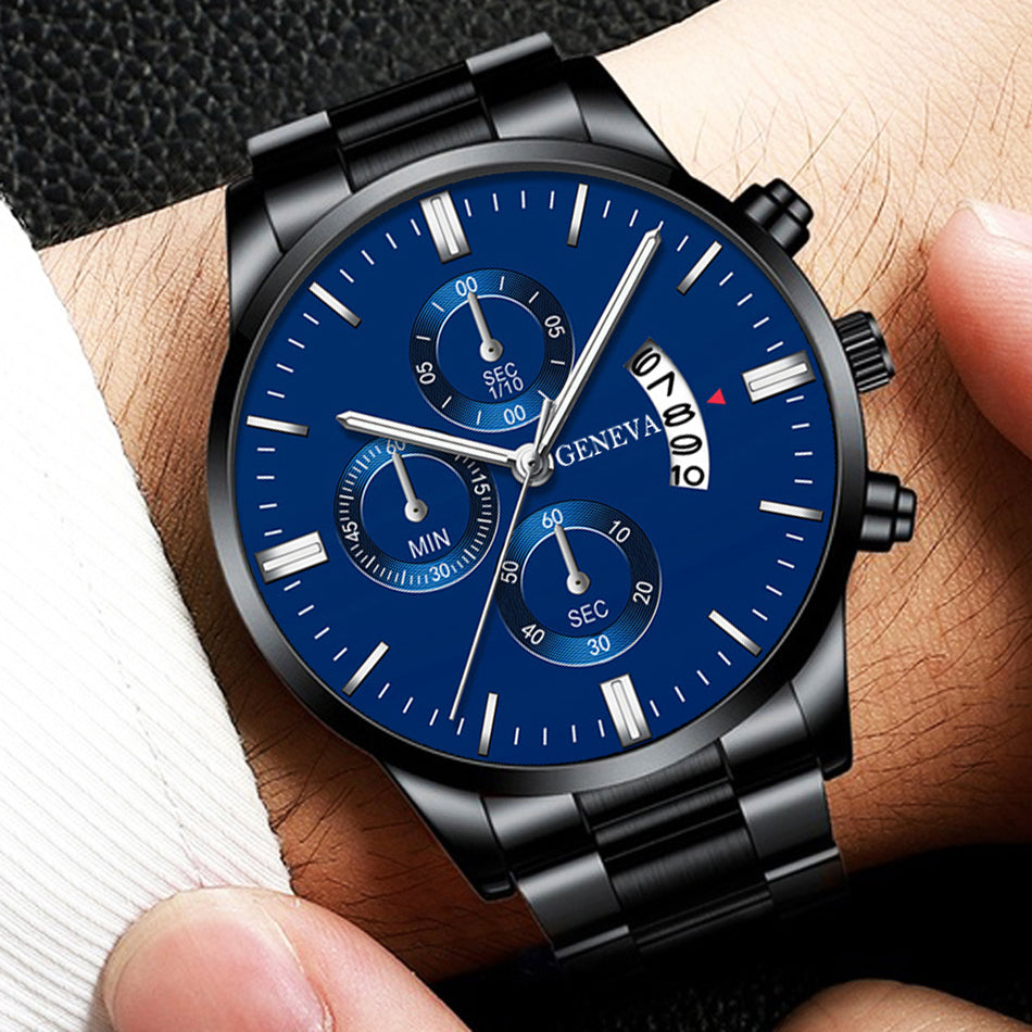Men Militar Stainless Steel Watches Luxury Calendar Quartz Wristwatch
