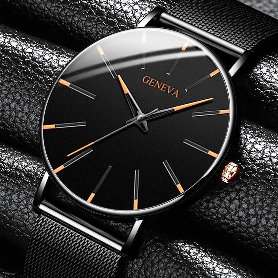 ultra-thin watch  stainless steel mesh quartz watch