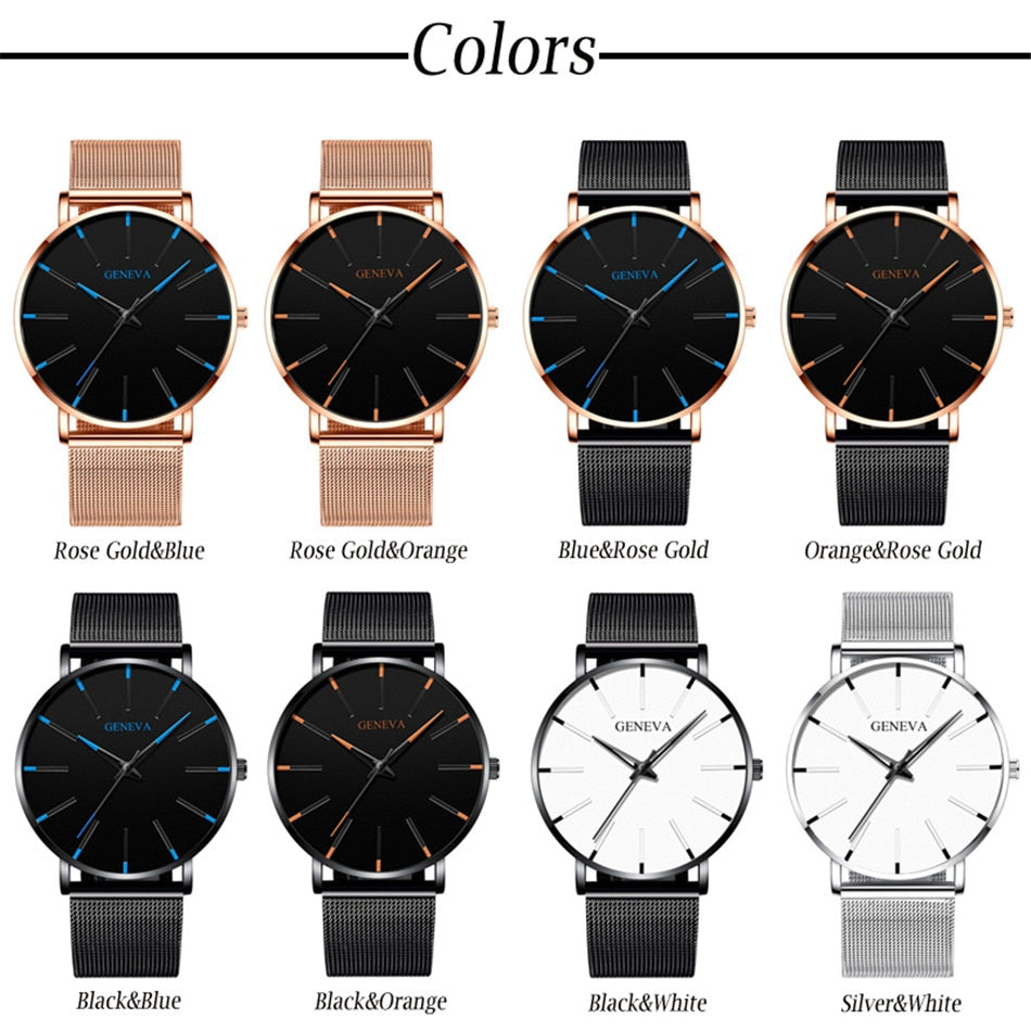 ultra-thin watch  stainless steel mesh quartz watch