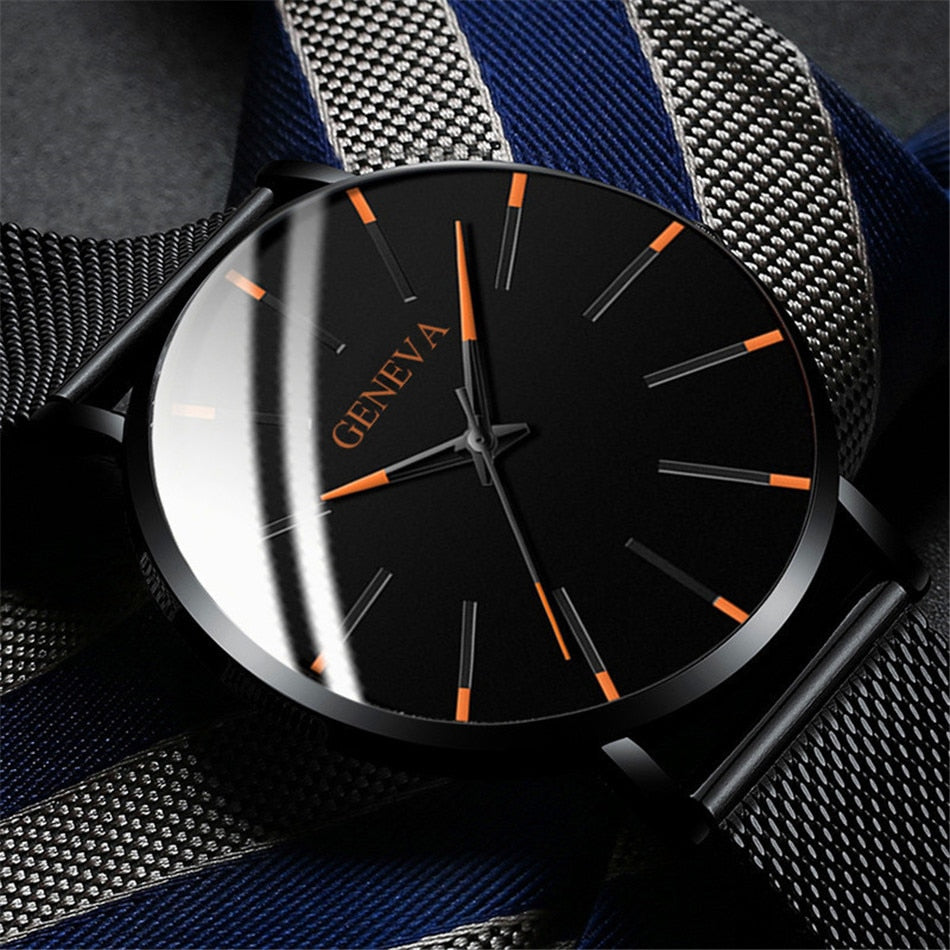 ultra-thin watch  stainless steel mesh quartz watch
