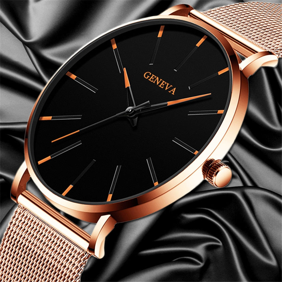ultra-thin watch  stainless steel mesh quartz watch