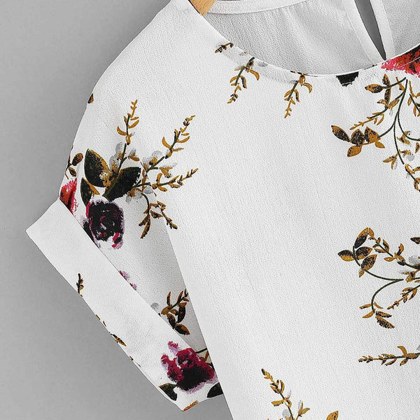 Summer Fashion Floral Print Blouse Pullover