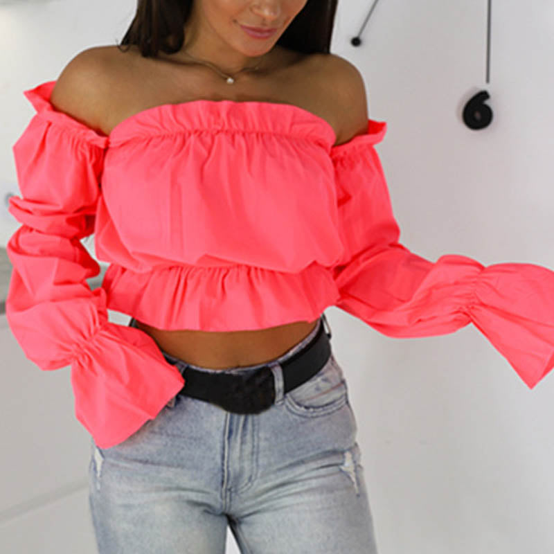 Off Shoulder Tops Sexy Slash neck beach blouse