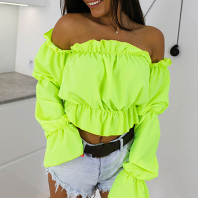 Off Shoulder Tops Sexy Slash neck beach blouse