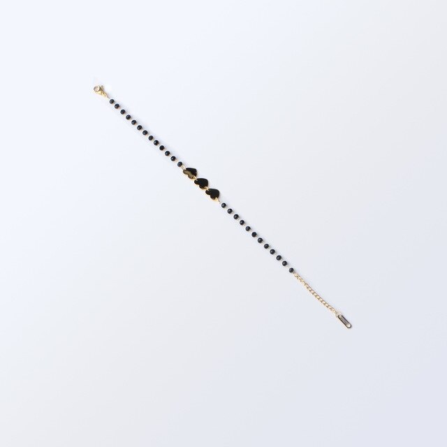 Stainless Steel Coin Cross Heart Charm Bracelets Adjustable Black Beads Bracelets