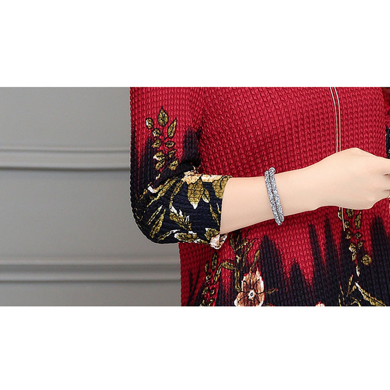Blouse shirt Casual Blue Red O-neck floral Print