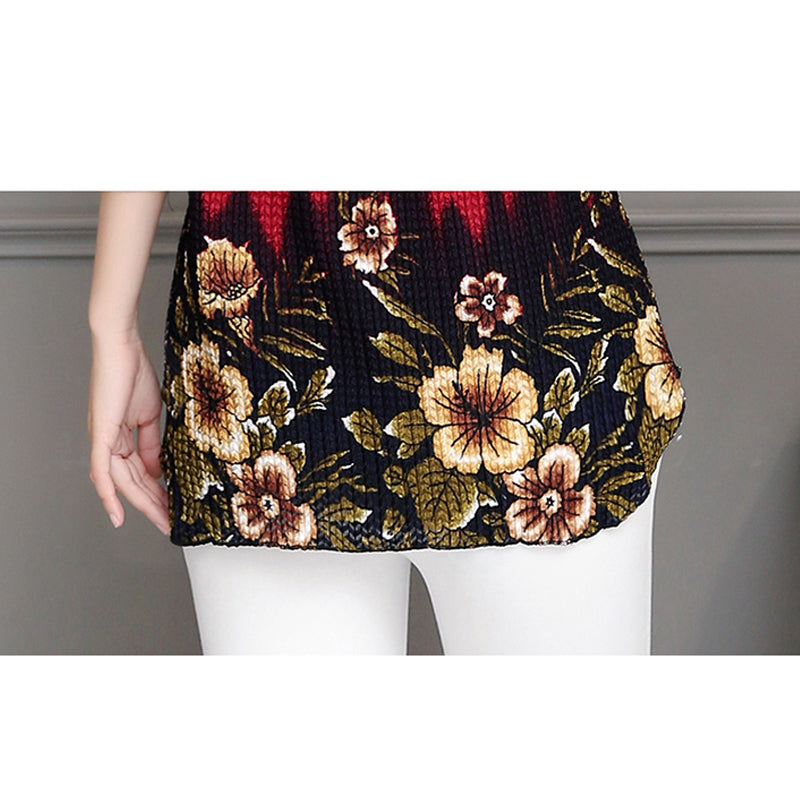 Blouse shirt Casual Blue Red O-neck floral Print