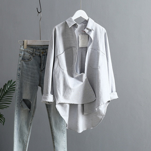Korean Long Sleeve Tops And Blouse