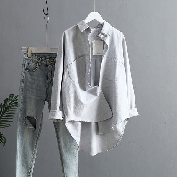 Korean Long Sleeve Tops And Blouse