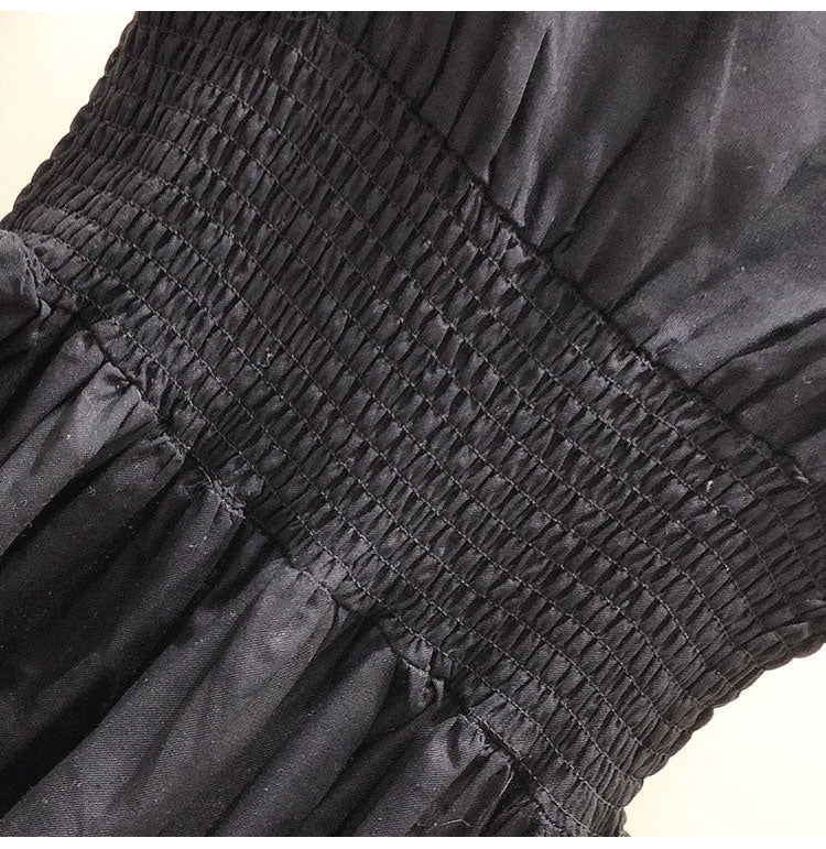 Woherb Korean Cotton Linen Blouse  Sleeveless Pleated Shirt Black