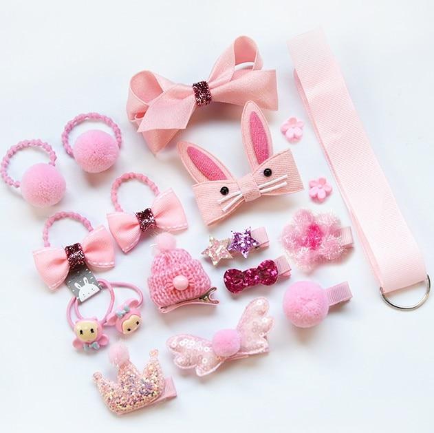 18pcs children cartoon hair clip girl gift headwear boxed hairpin hair rope accessories hair ring circle kid lovely