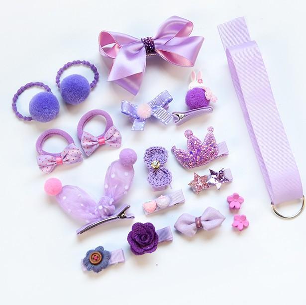 18pcs children cartoon hair clip girl gift headwear boxed hairpin hair rope accessories hair ring circle kid lovely