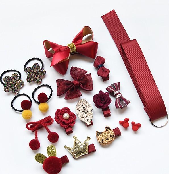 18pcs children cartoon hair clip girl gift headwear boxed hairpin hair rope accessories hair ring circle kid lovely