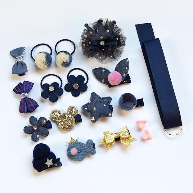 18pcs children cartoon hair clip girl gift headwear boxed hairpin hair rope accessories hair ring circle kid lovely