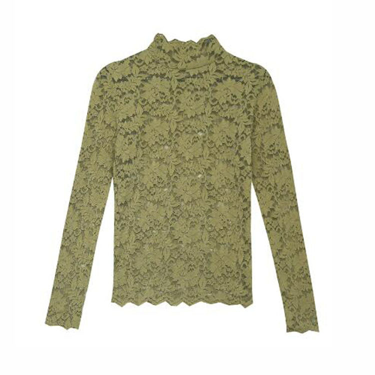 Elegant Floral Embroidery Elastic Blouse sexy Hollow Out Long Sleeve