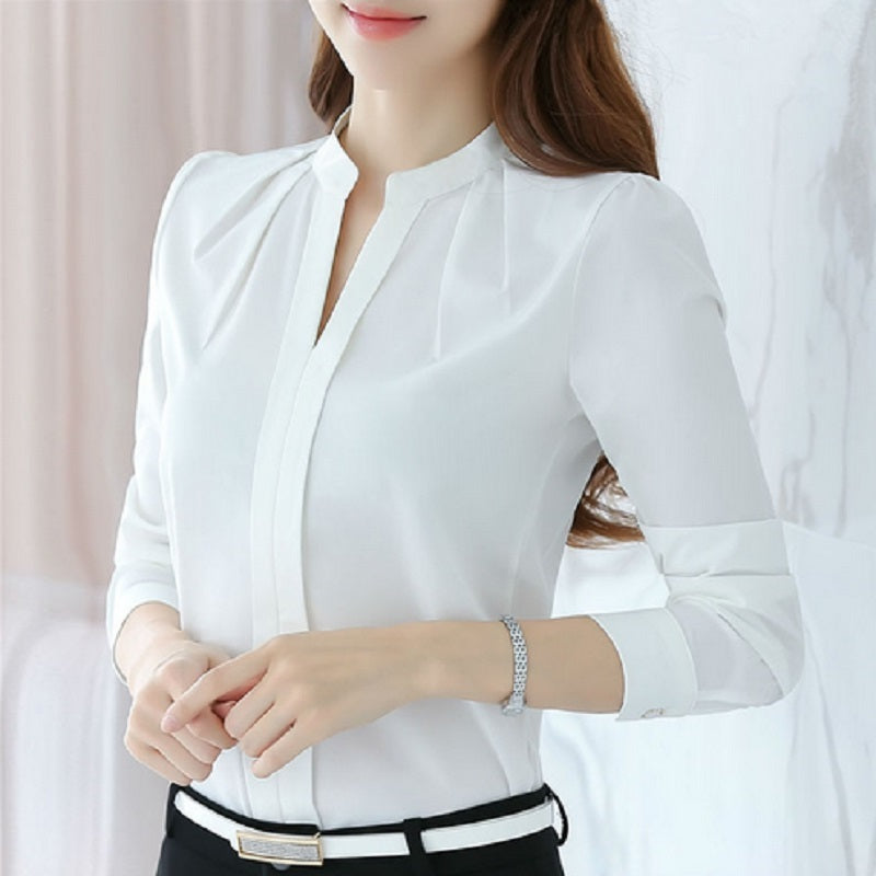 Elegant v-neck Chiffon Blouse women`s Fashion