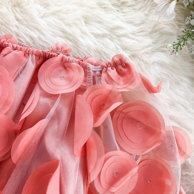 Mesh Sheer Puff Sleeve Tops Summer 3D Flower Vintage White Women Shirt Blouse