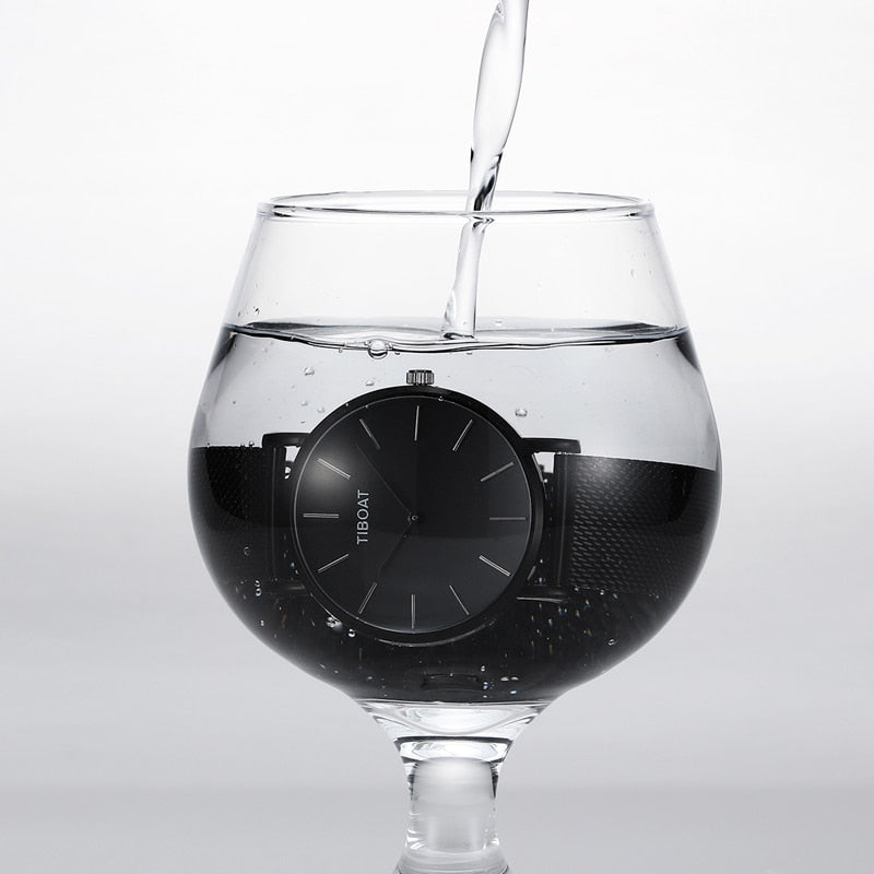 Fashion Gift Business Watches Men's Waterproof Quartz Wristwatch Black Steel Clock