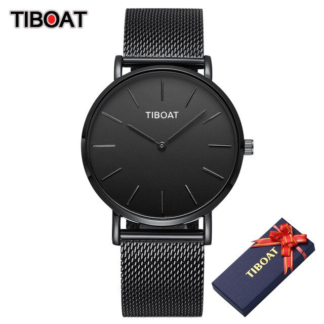 Fashion Gift Business Watches Men's Waterproof Quartz Wristwatch Black Steel Clock