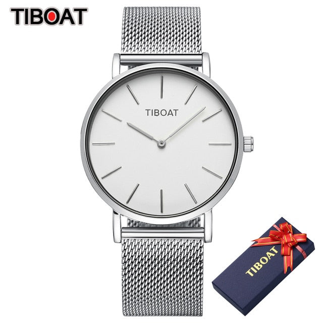 Fashion Gift Business Watches Men's Waterproof Quartz Wristwatch Black Steel Clock