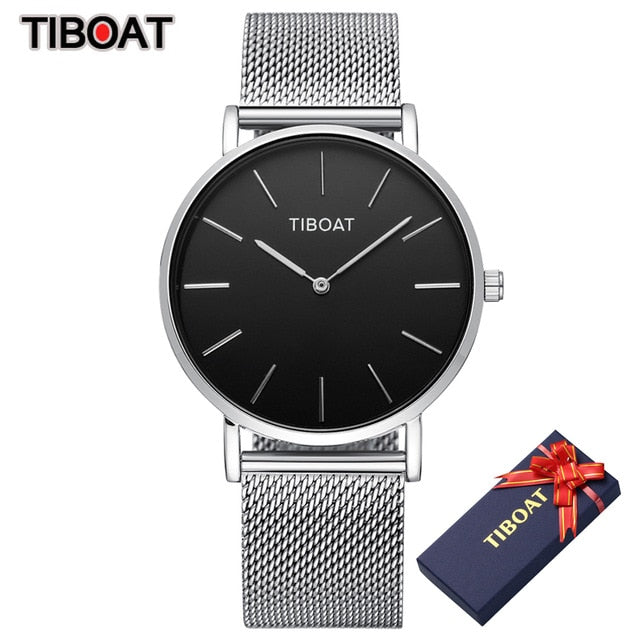 Fashion Gift Business Watches Men's Waterproof Quartz Wristwatch Black Steel Clock