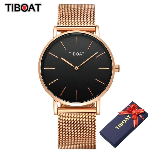 Fashion Gift Business Watches Men's Waterproof Quartz Wristwatch Black Steel Clock