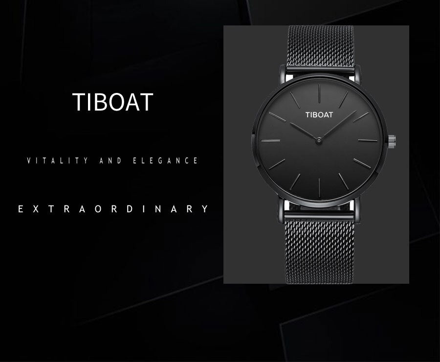 Fashion Gift Business Watches Men's Waterproof Quartz Wristwatch Black Steel Clock