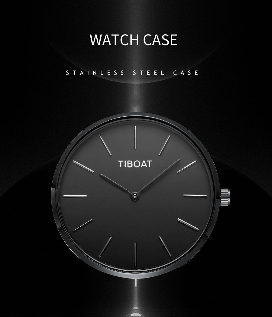 Fashion Gift Business Watches Men's Waterproof Quartz Wristwatch Black Steel Clock