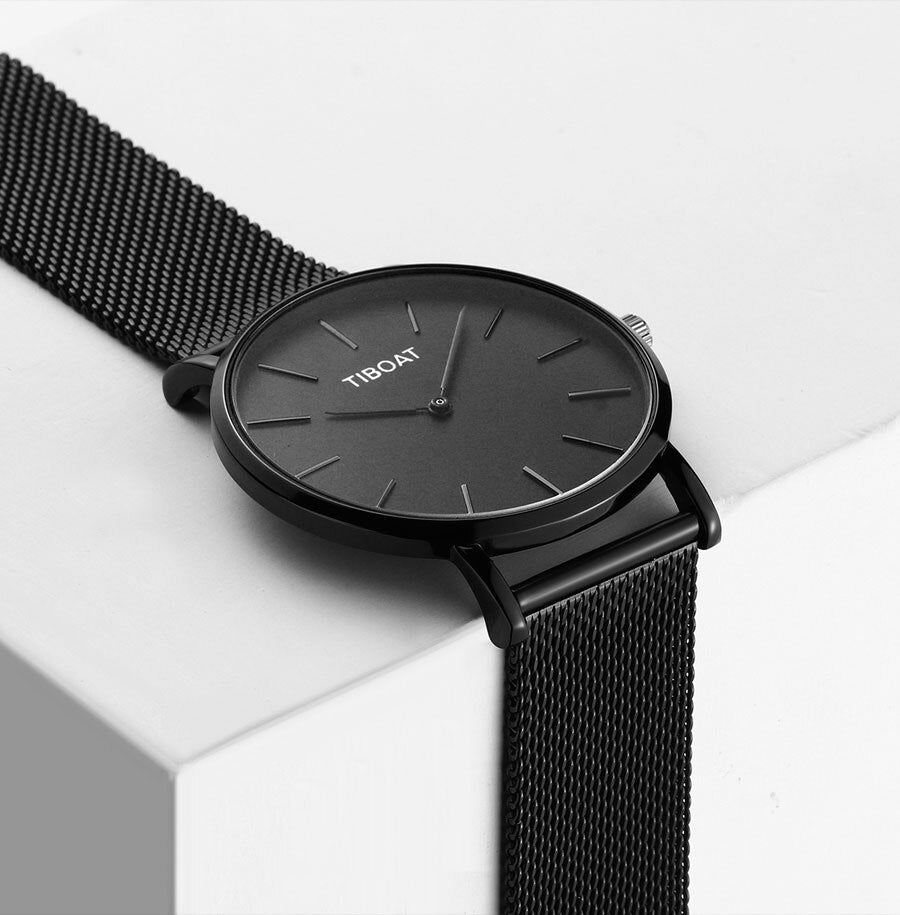 Fashion Gift Business Watches Men's Waterproof Quartz Wristwatch Black Steel Clock