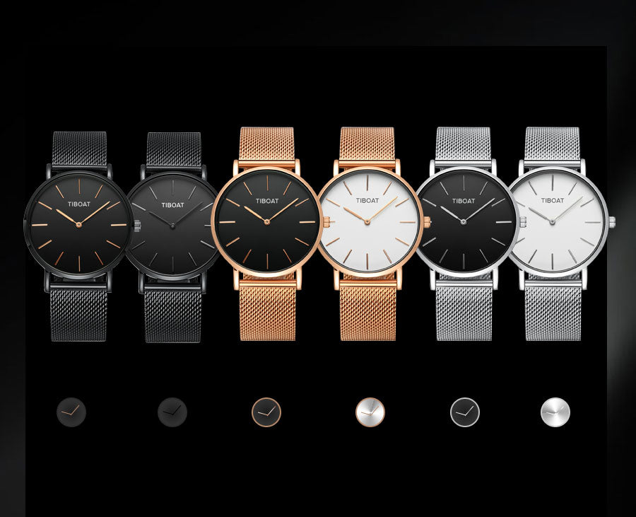 Fashion Gift Business Watches Men's Waterproof Quartz Wristwatch Black Steel Clock
