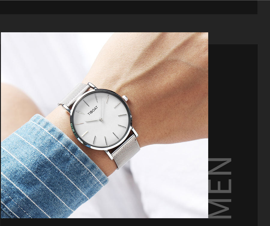 Fashion Gift Business Watches Men's Waterproof Quartz Wristwatch Black Steel Clock