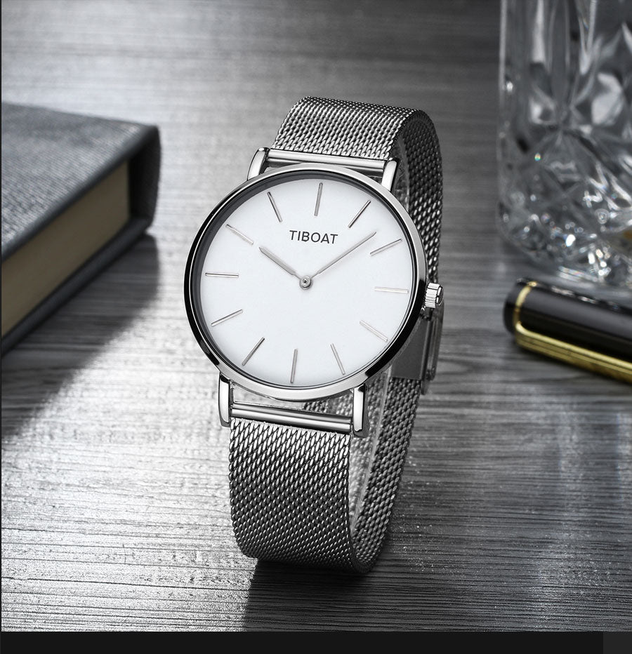Fashion Gift Business Watches Men's Waterproof Quartz Wristwatch Black Steel Clock