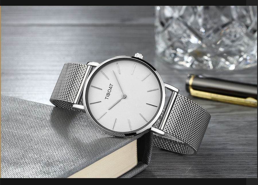 Fashion Gift Business Watches Men's Waterproof Quartz Wristwatch Black Steel Clock