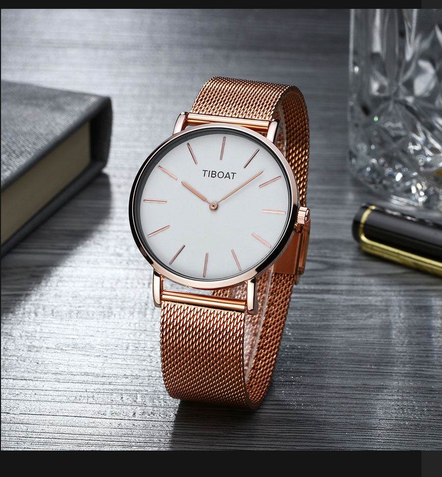Fashion Gift Business Watches Men's Waterproof Quartz Wristwatch Black Steel Clock