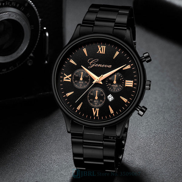 Black Wrist Watch Men Watches Business Fashion New Wristwatch with Calendar