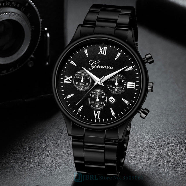 Black Wrist Watch Men Watches Business Fashion New Wristwatch with Calendar