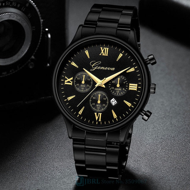 Black Wrist Watch Men Watches Business Fashion New Wristwatch with Calendar