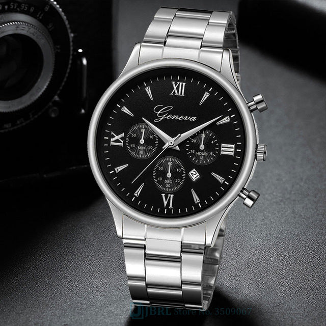 Black Wrist Watch Men Watches Business Fashion New Wristwatch with Calendar