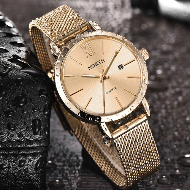 Luxury Brand NORTH Women Steel Bracelet Dress Quartz Watch Lady Waterproof