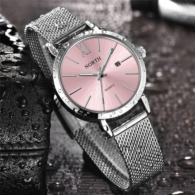 Luxury Brand NORTH Women Steel Bracelet Dress Quartz Watch Lady Waterproof