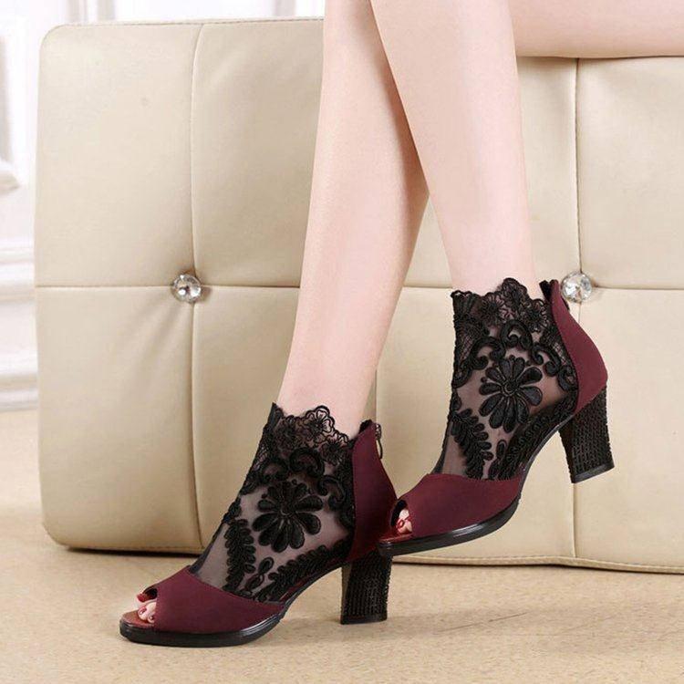 Summer sandals mesh open toe sexy heels women shoes in Europe and America 2020