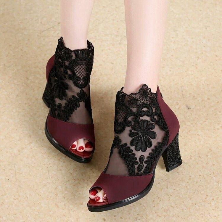 Summer sandals mesh open toe sexy heels women shoes in Europe and America 2020