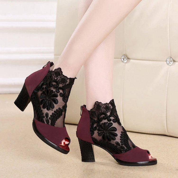 Summer sandals mesh open toe sexy heels women shoes in Europe and America 2020