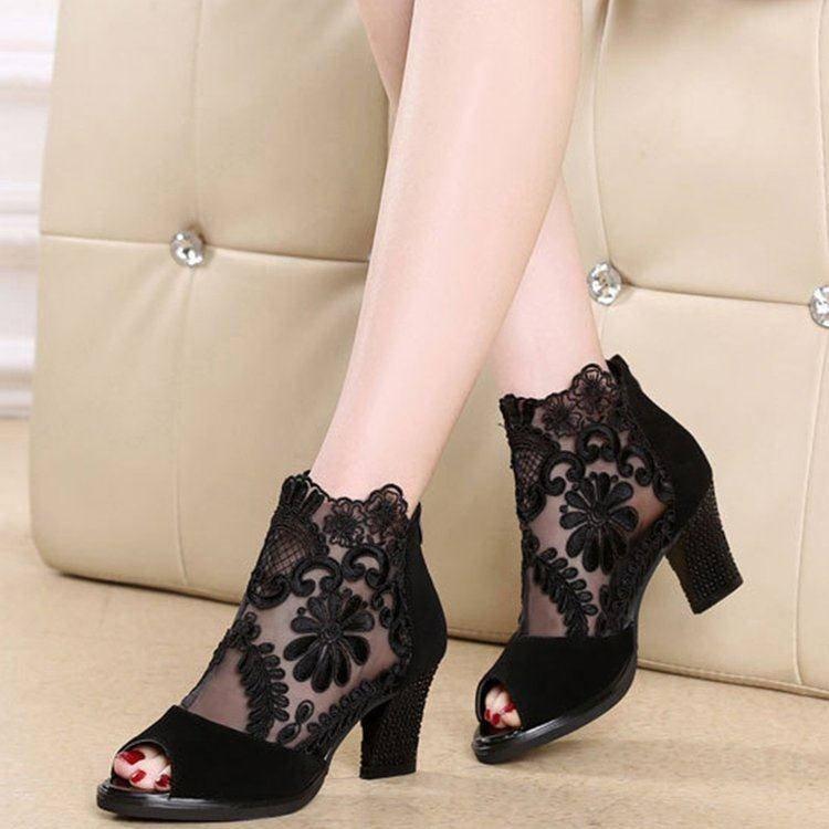 Summer sandals mesh open toe sexy heels women shoes in Europe and America 2020