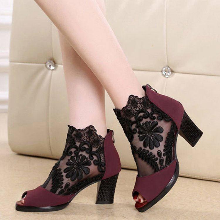 Summer sandals mesh open toe sexy heels women shoes in Europe and America 2020