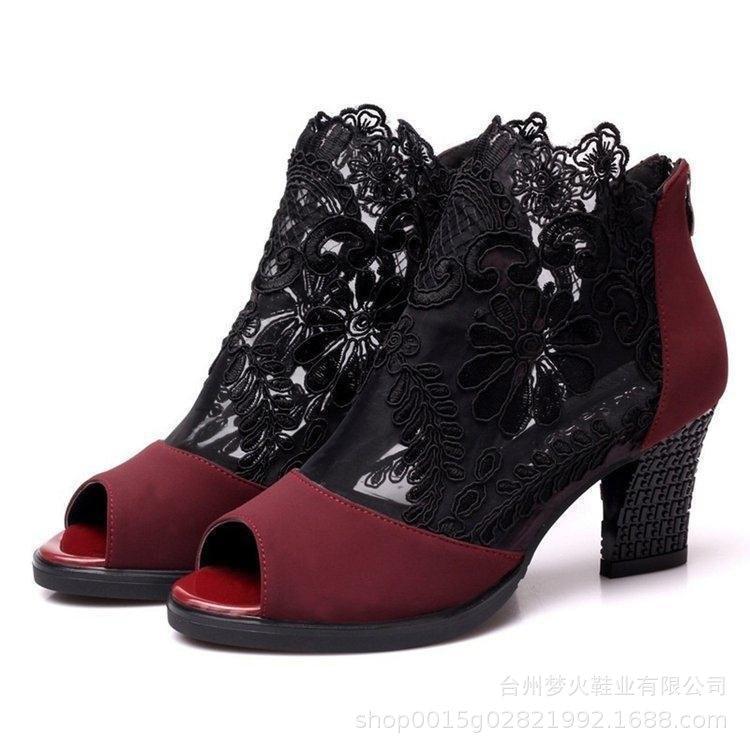 Summer sandals mesh open toe sexy heels women shoes in Europe and America 2020