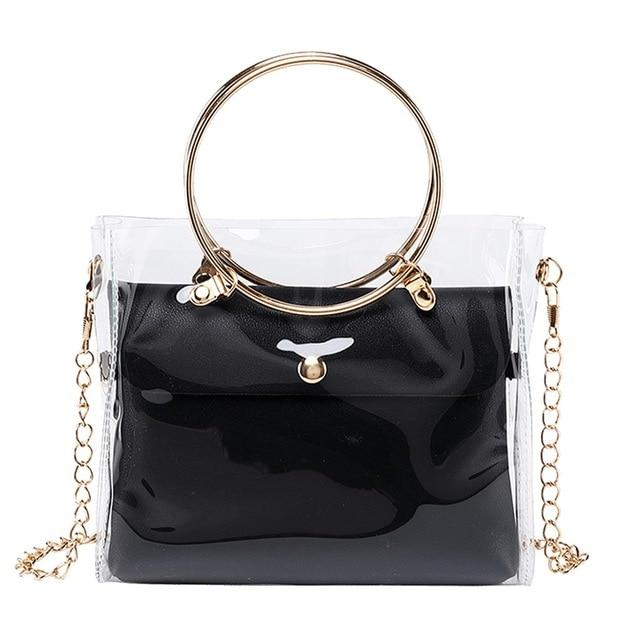 Lady Fashion Shoulders Jelly Package Handbag Fashion Small Transparent Purse